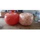 2 Poufs Vintage Gonflables en Plastic Orange