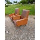 Paire de Fauteuils Vintage Skai Marron