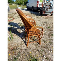 Paire de Fauteuil Vintage en Lattes de Chataigner