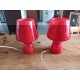 Paire de Lampes Vintage en Opaline Rouge