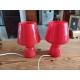 Paire de Lampes Vintage en Opaline Rouge