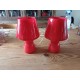 Paire de Lampes Vintage en Opaline Rouge