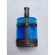 Flacon à Parfum Verre Bleu et Métal Argenté