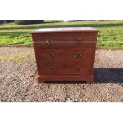 Commode 3 Tiroirs Noyer et Laiton