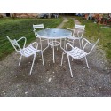 Salon de Jardin Table Fer et Verre et 4 Fauteuils Tolix T2 Xavier Pauchard