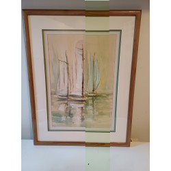 Aquarelle Marine aux 3 Bateaux