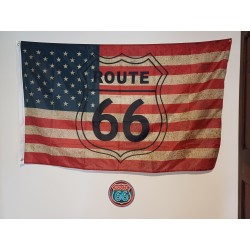 Drapeau + Plaque Tole Route 66