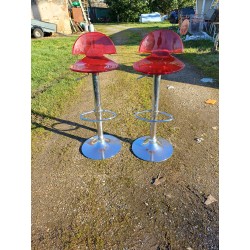 Paire de Tabourets Vintage Chrome et Plastic